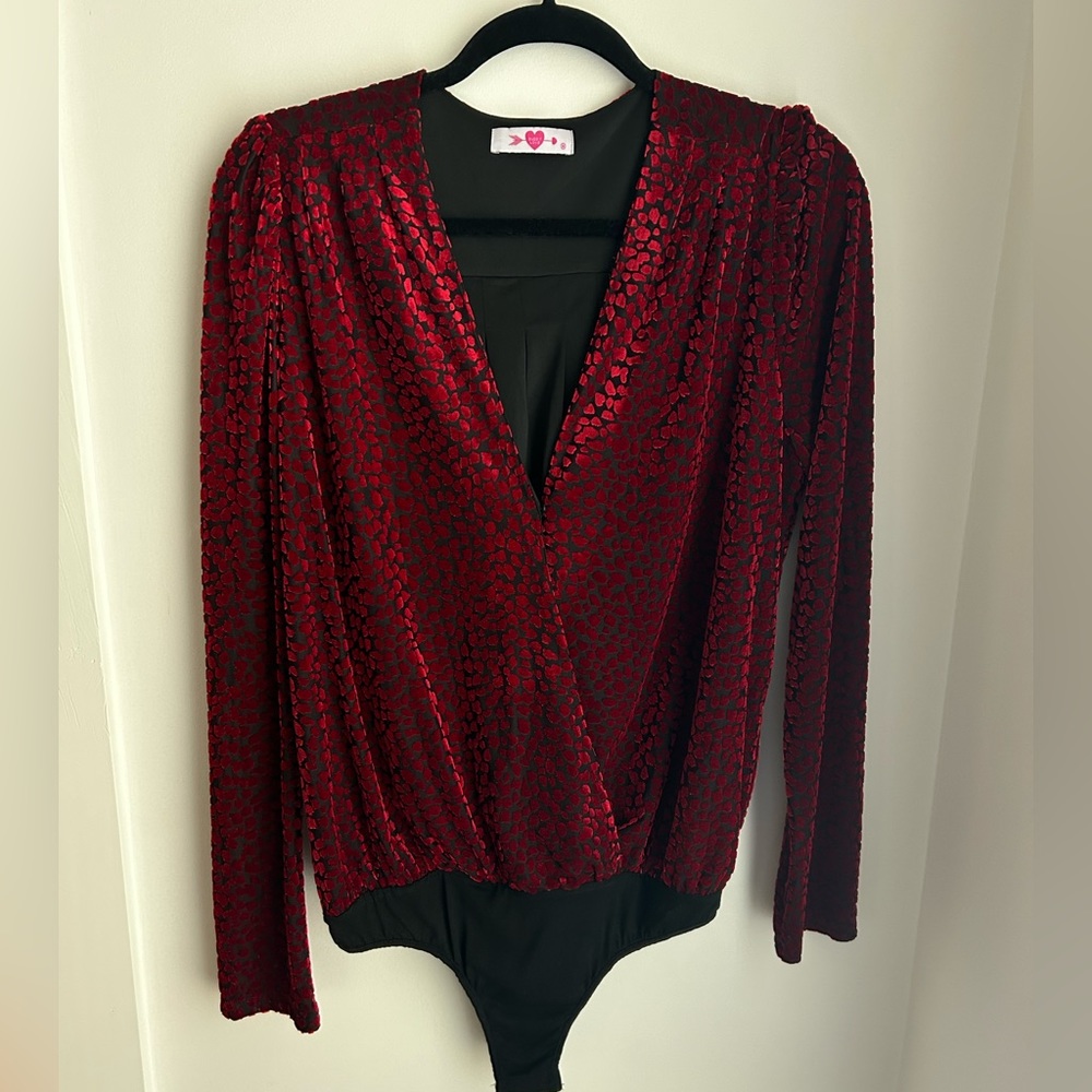 Buddy love red and black velvet bodysuit size M